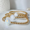 Gold Bead and Clover Layering Bracelet - 14kt Gold Filled in 3mm, 4mm, 5mm, 6mm