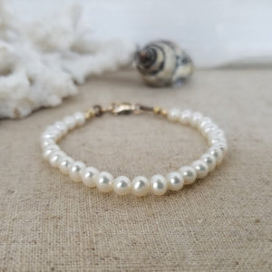AAA Freshwater Pearl Baby Bracelet - Sterling Silver or Gold Clasp