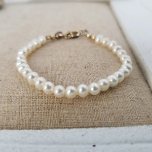 AAA Freshwater Pearl Baby Bracelet - Sterling Silver or Gold Clasp