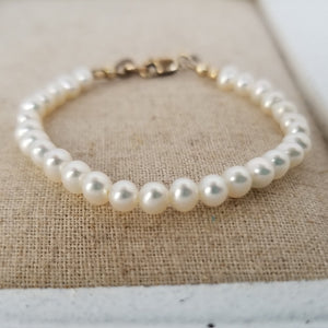 AAA Freshwater Pearl Baby Bracelet - Sterling Silver or Gold Clasp