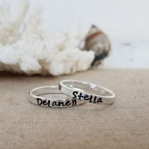 3mm Custom Stacking Name Ring - Sterling Silver