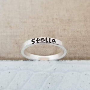 3mm Custom Stacking Name Ring - Sterling Silver