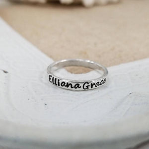 3mm Custom Stacking Name Ring - Sterling Silver