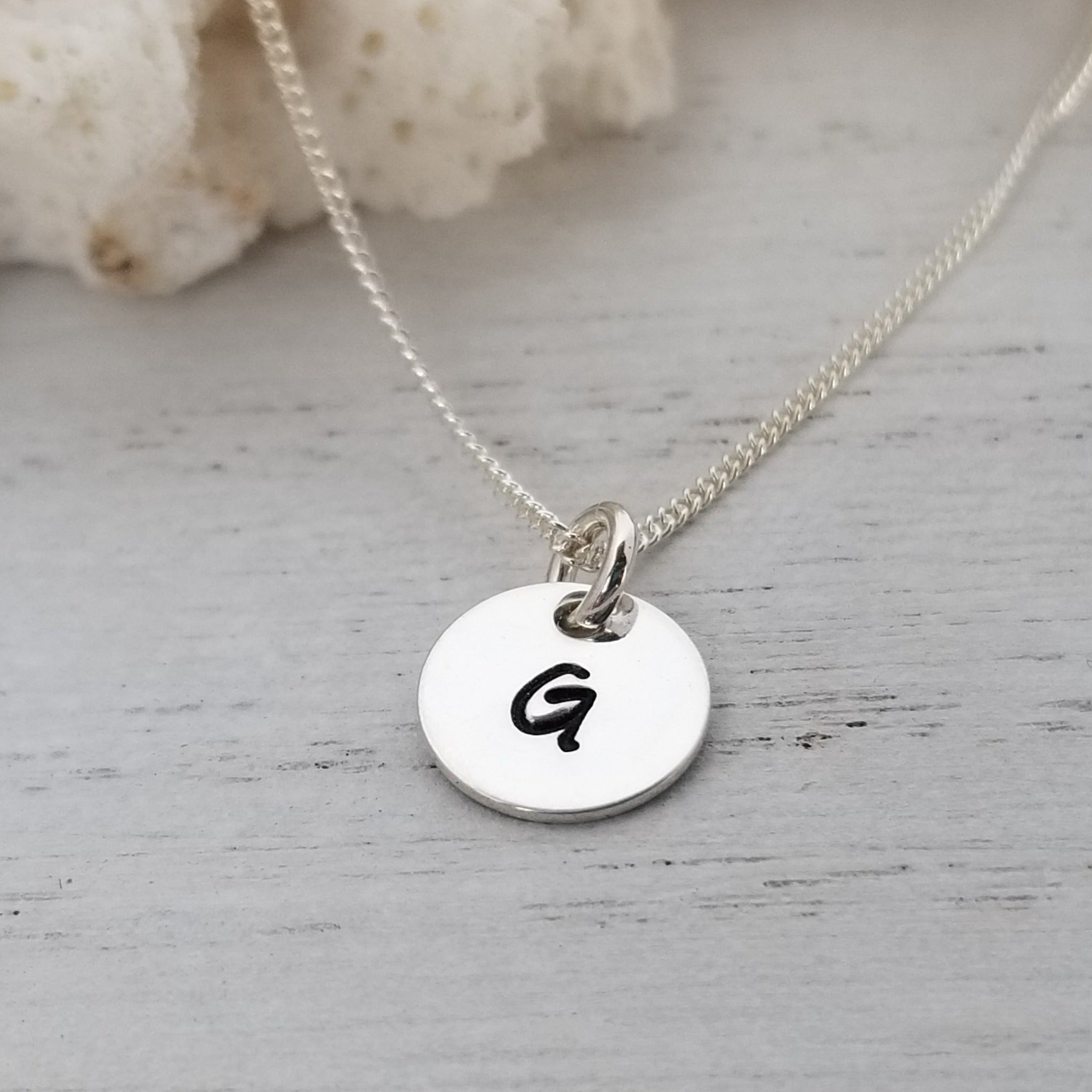 Custom Tiny Initial Necklace - 3/8 Inch - Sterling, Gold, or Rose Gold