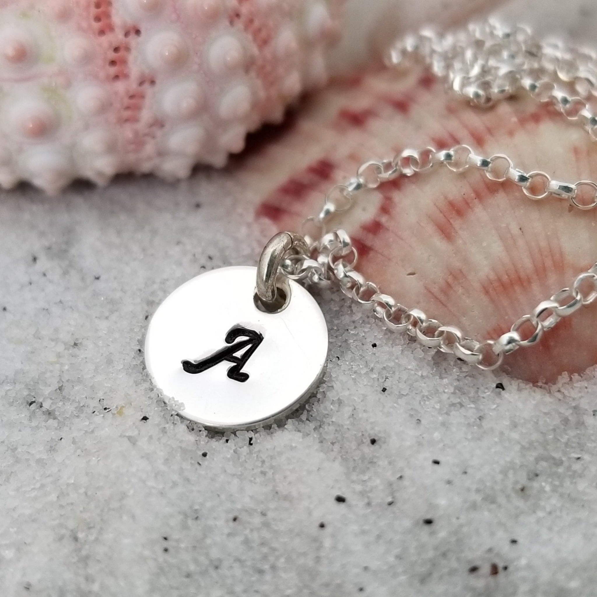 Custom Tiny Initial Necklace - 3/8 Inch - Sterling, Gold, or Rose Gold