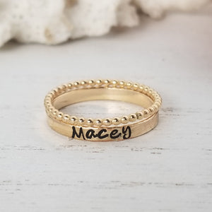 3mm Gold Name Ring - 14kt Gold Filled