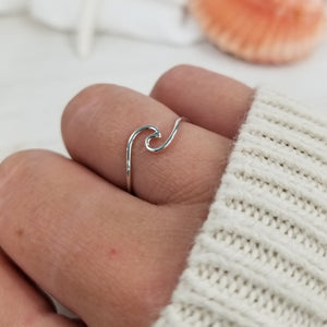Sterling Silver Dainty Wave Ring - Multiple Sizes