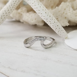 CZ Pave Wave Ring - Sterling Silver