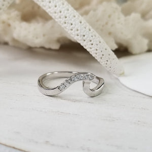 CZ Pave Wave Ring - Sterling Silver