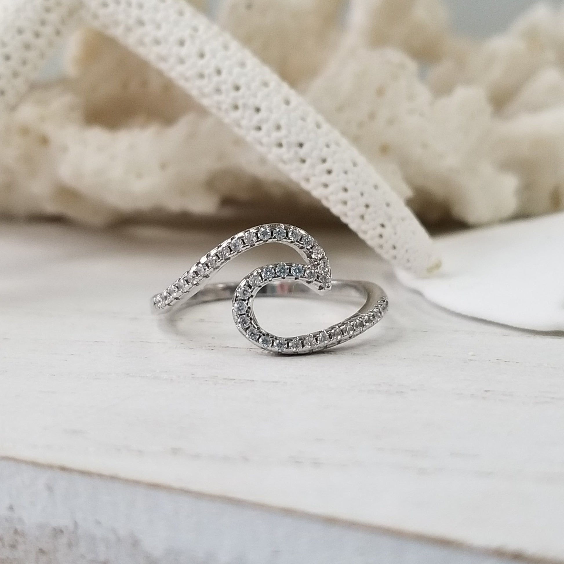 CZ Pave Wave Ring - Sterling Silver
