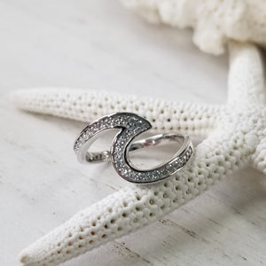 CZ Pave Wave Ring - Sterling Silver