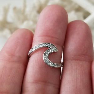 CZ Pave Wave Ring - Sterling Silver