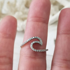 CZ Pave Wave Ring - Sterling Silver