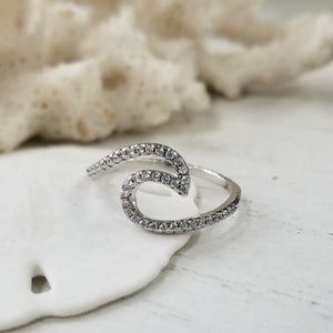 CZ Pave Wave Ring - Sterling Silver