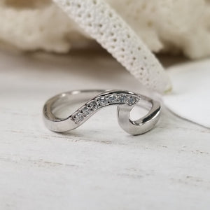 CZ Pave Wave Ring - Sterling Silver