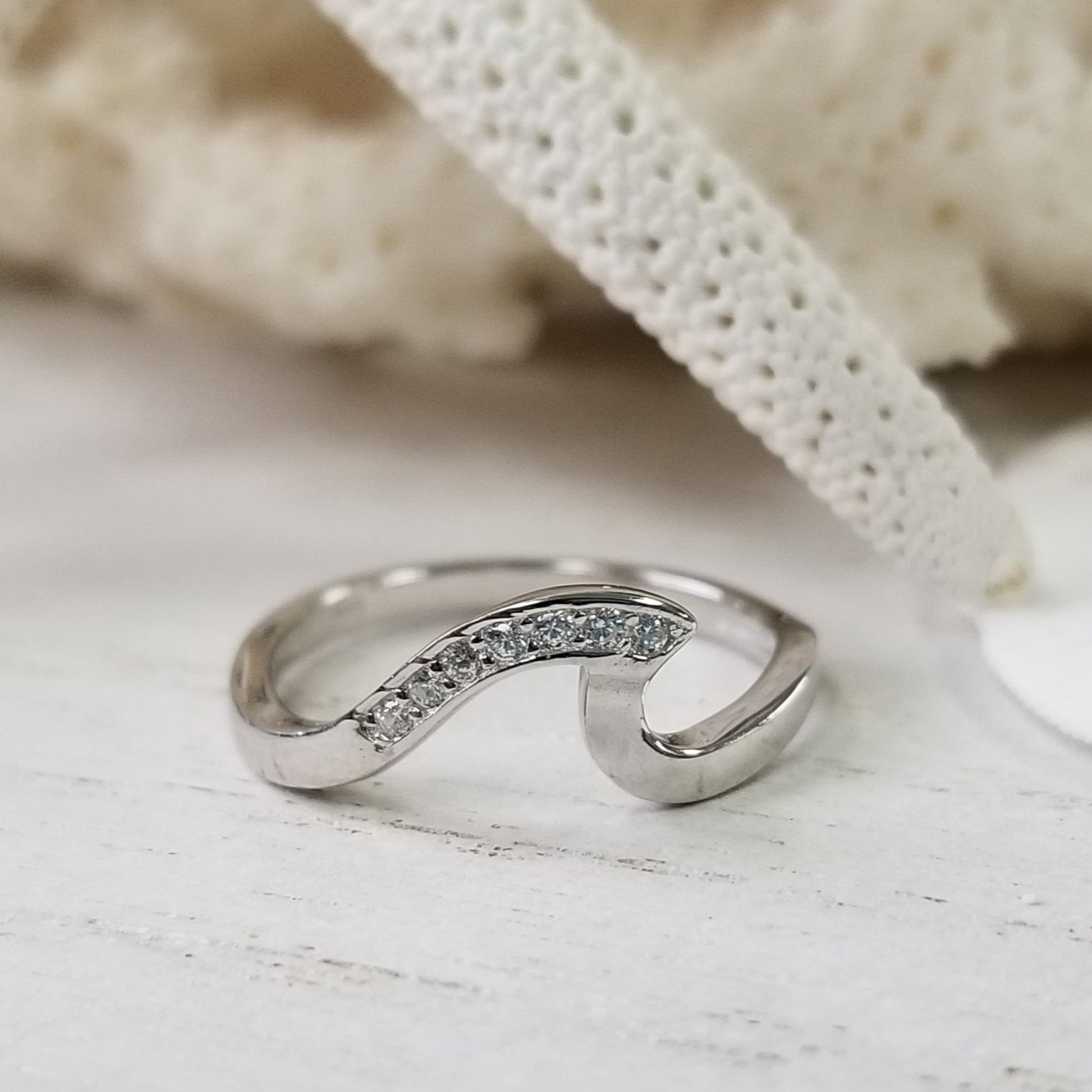 CZ Pave Wave Ring - Sterling Silver