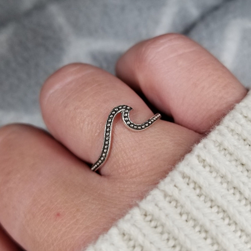Dotted Sterling Silver Wave Ring