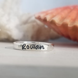 3mm Custom Stacking Name Ring - Sterling Silver