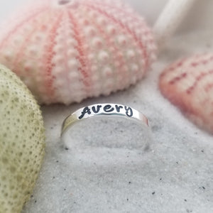 3mm Custom Stacking Name Ring - Sterling Silver