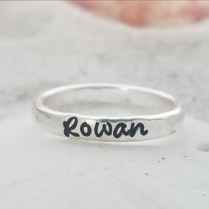 3mm Custom Stacking Name Ring - Sterling Silver