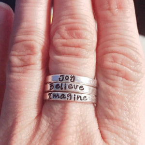 3mm Custom Stacking Name Ring - Sterling Silver