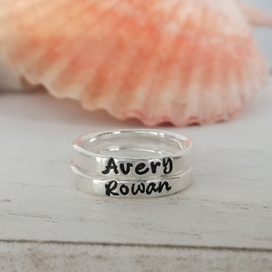3mm Custom Stacking Name Ring - Sterling Silver