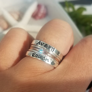 3mm Custom Stacking Name Ring - Sterling Silver