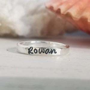 3mm Custom Stacking Name Ring - Sterling Silver