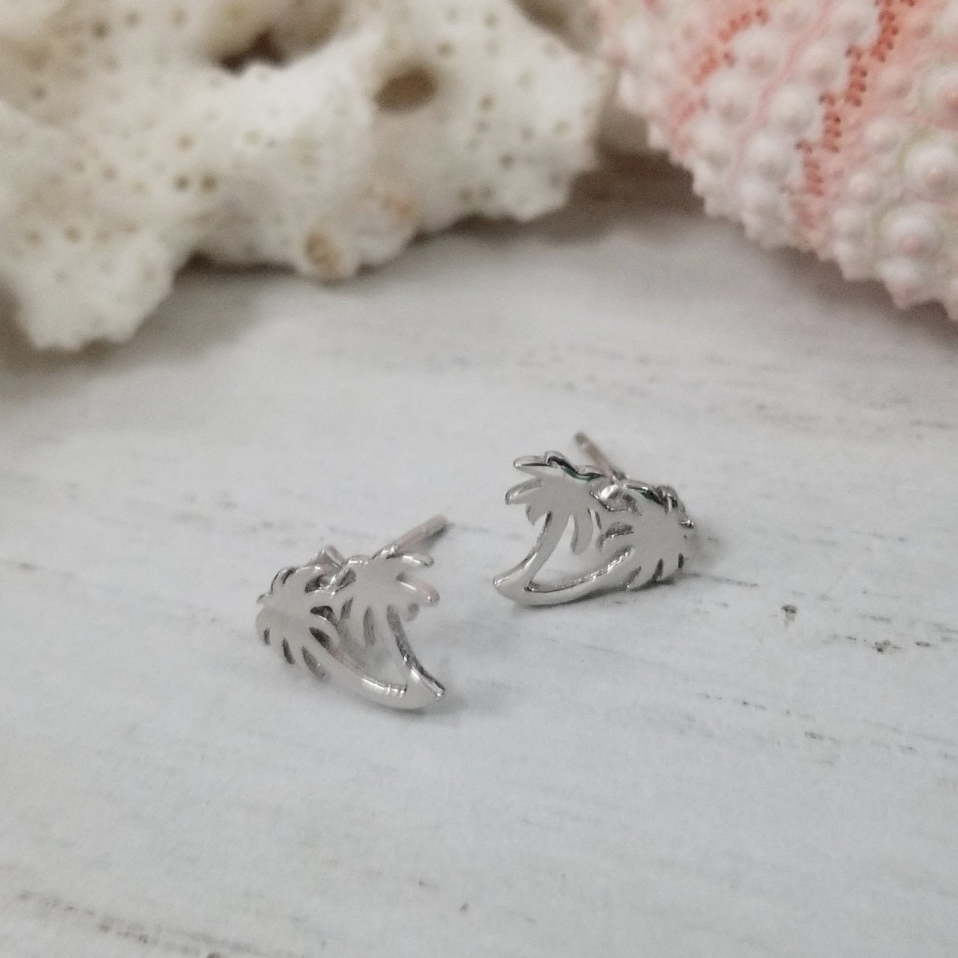 Beach Style Sterling Silver Stud Earrings - Sea Turtle, Wave, Pineapple, Sand Dollar or Palm Tree