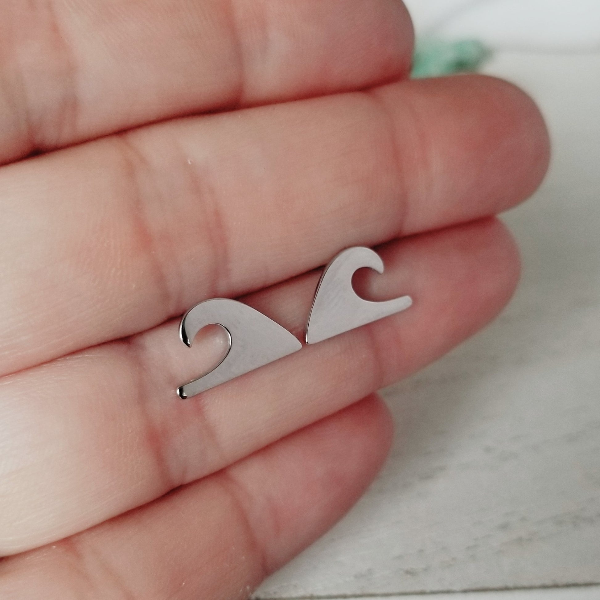 Beach Style Sterling Silver Stud Earrings - Sea Turtle, Wave, Pineapple, Sand Dollar or Palm Tree