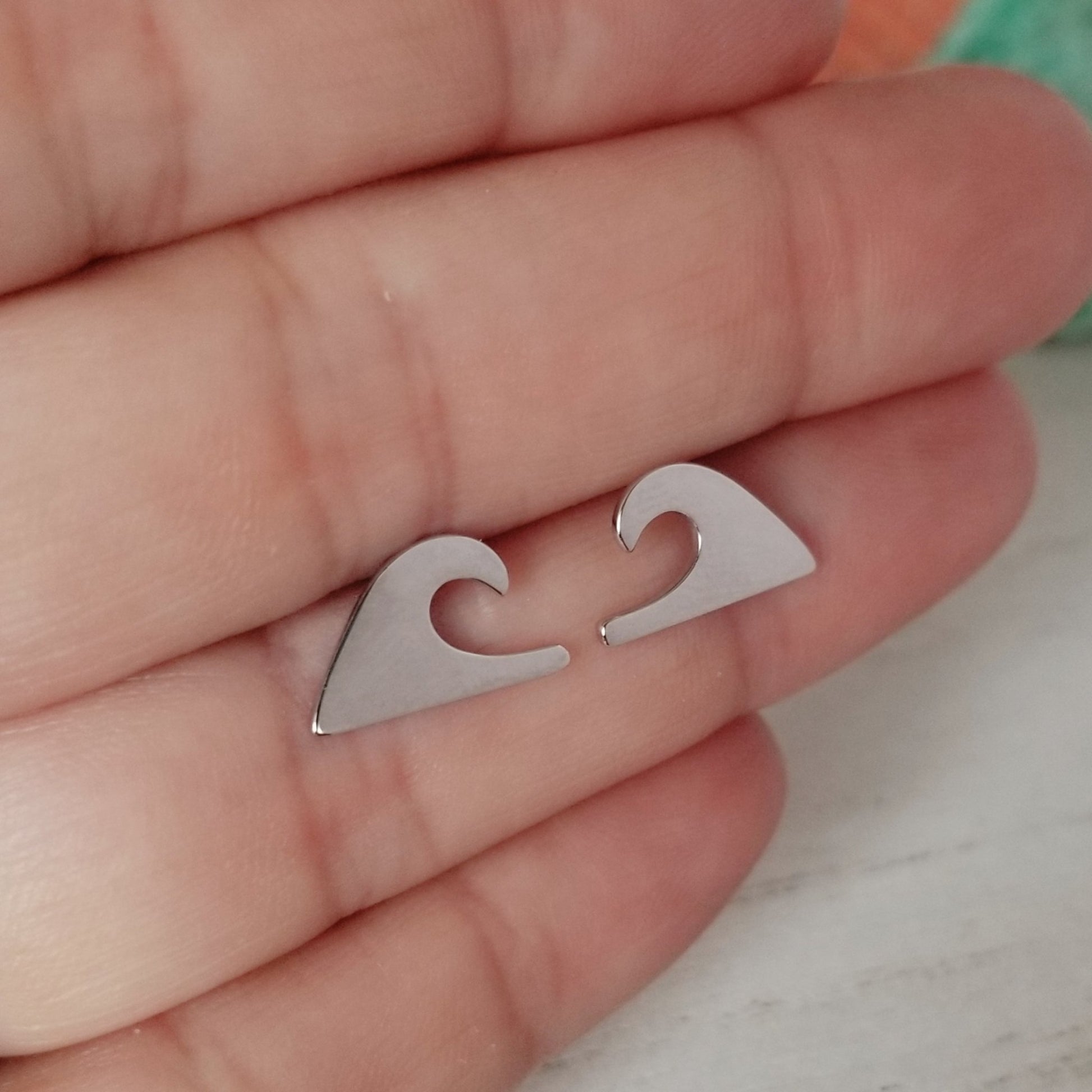 Beach Style Sterling Silver Stud Earrings - Sea Turtle, Wave, Pineapple, Sand Dollar or Palm Tree