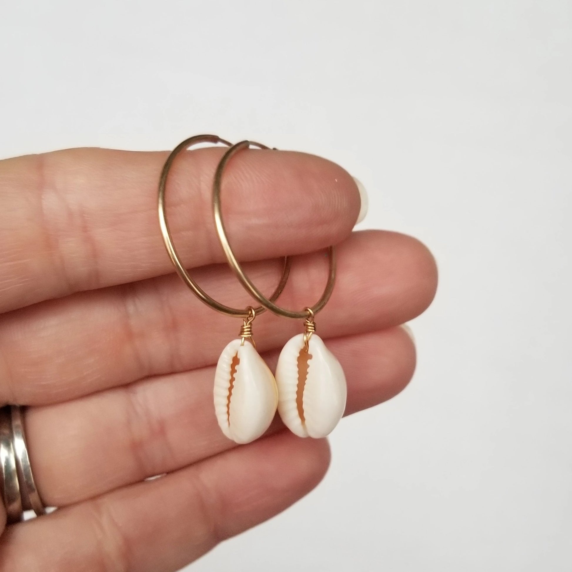 Shell Eternity Hoop Earrings - Sterling or Gold