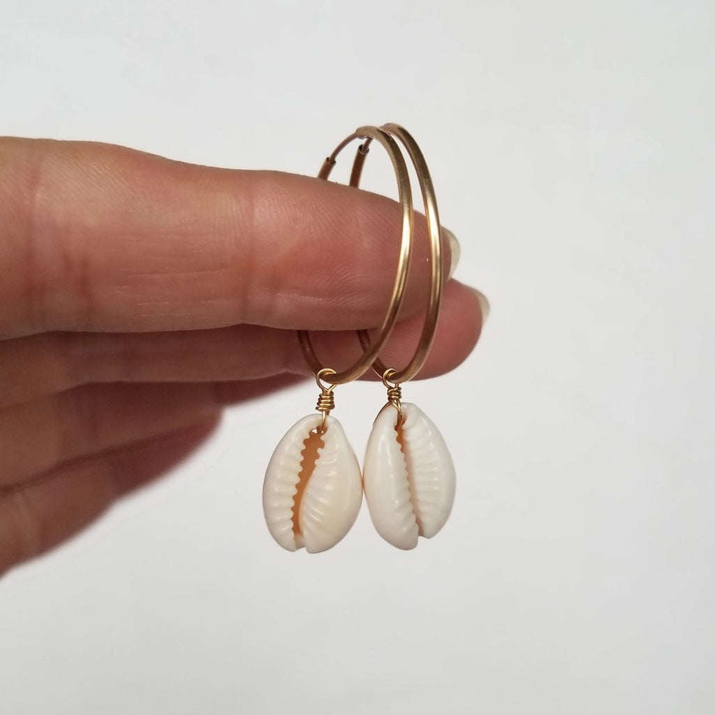 Shell Eternity Hoop Earrings - Sterling or Gold