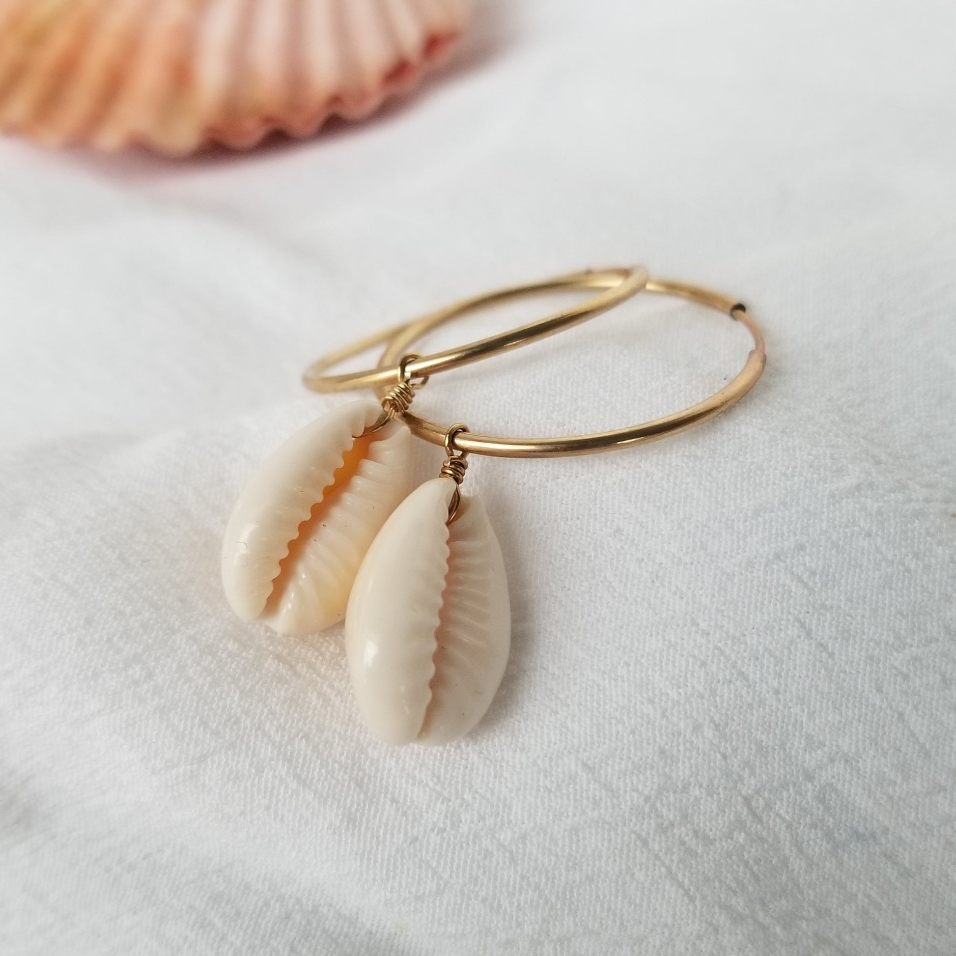 Shell Eternity Hoop Earrings - Sterling or Gold
