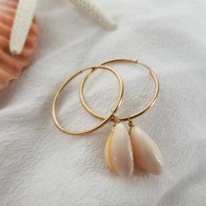 Shell Eternity Hoop Earrings - Sterling or Gold