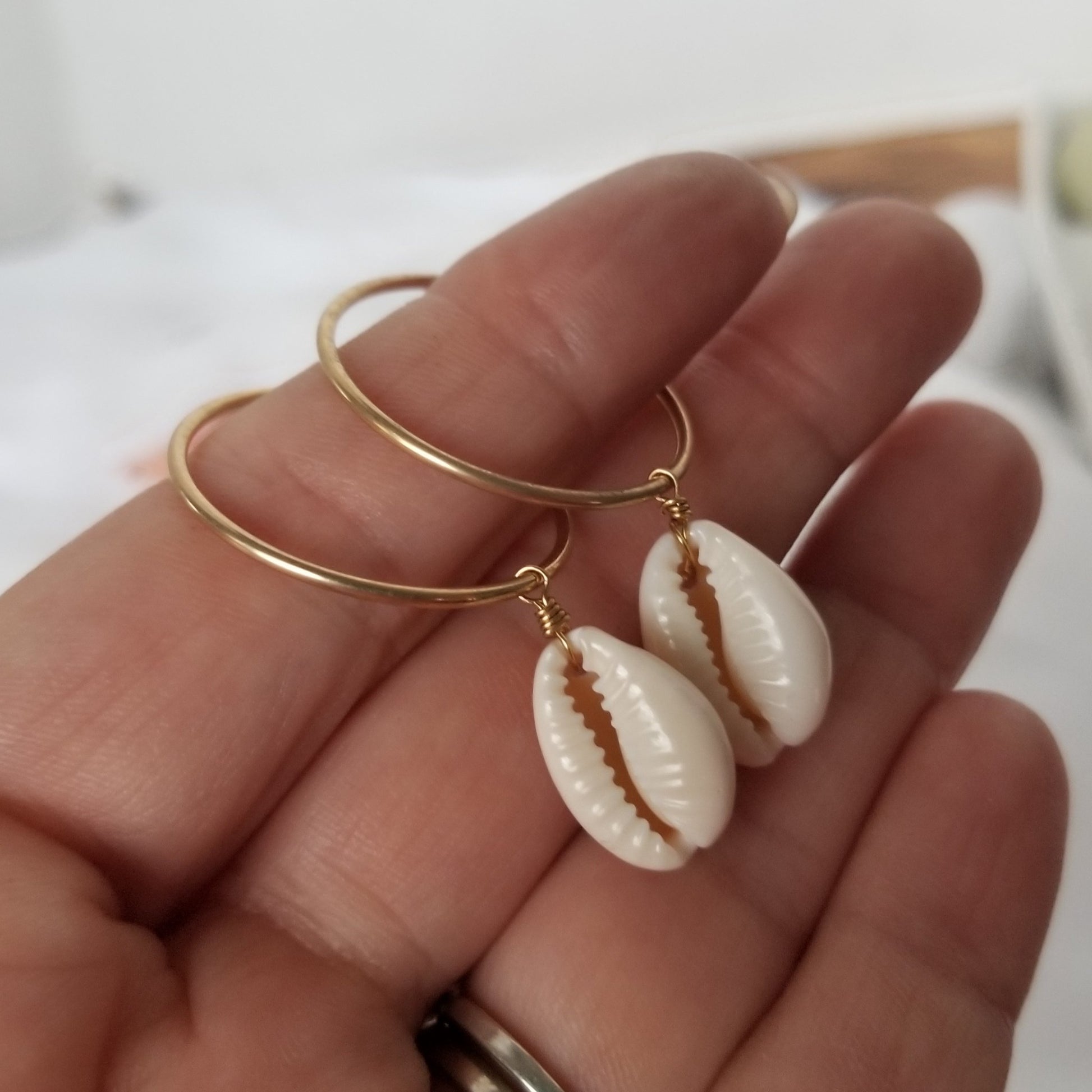 Shell Eternity Hoop Earrings - Sterling or Gold