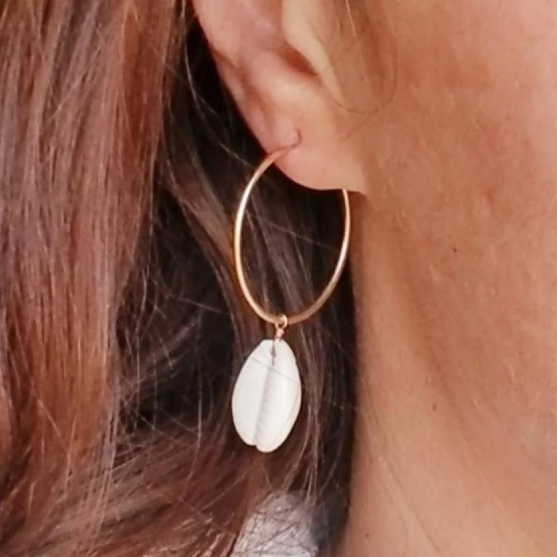 Shell Eternity Hoop Earrings - Sterling or Gold