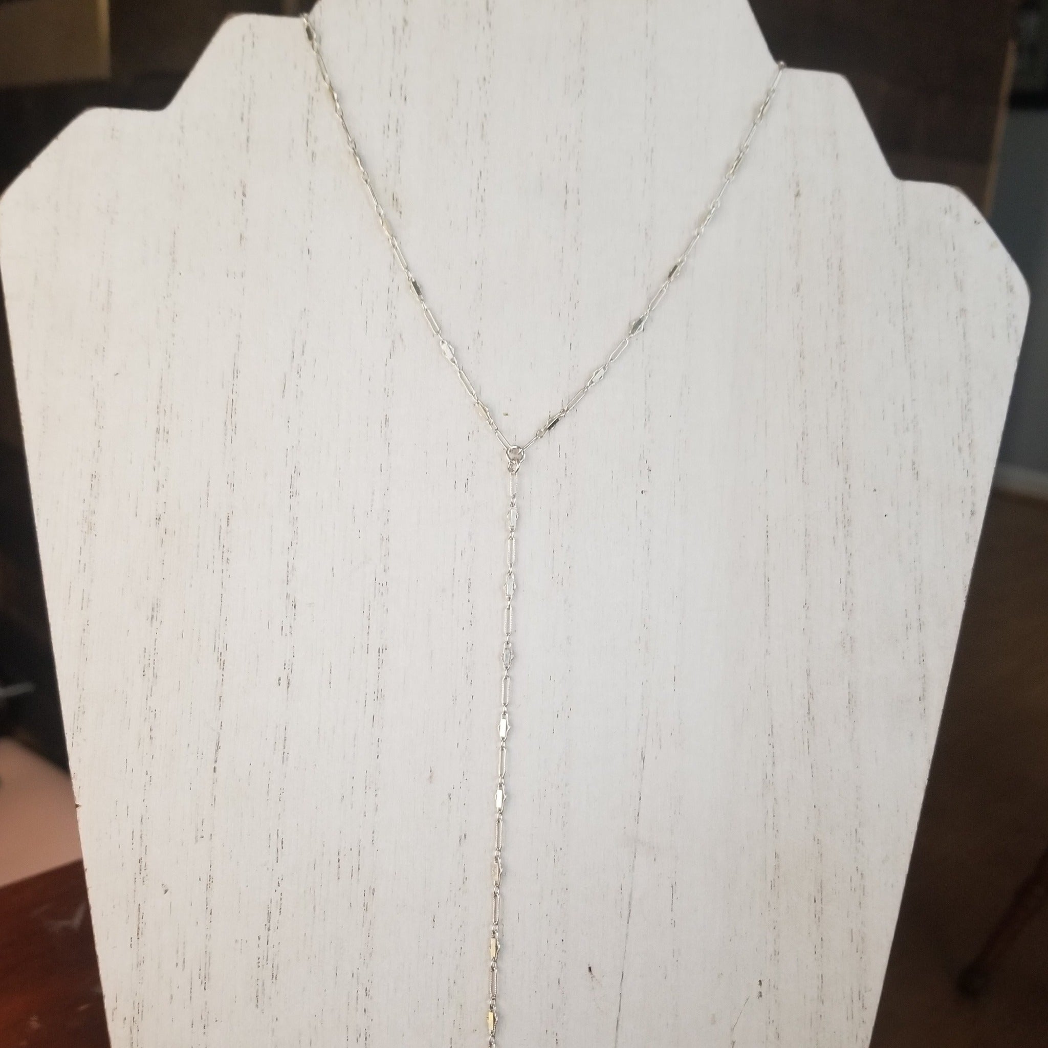 Lariat Sequin Necklace - Y Necklace - Sterling Silver