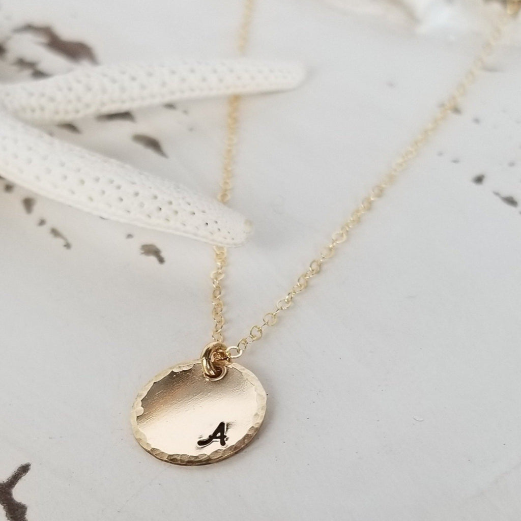 Custom Small Initial Necklace - 1/2 Inch - Sterling, Gold or Rose Gold