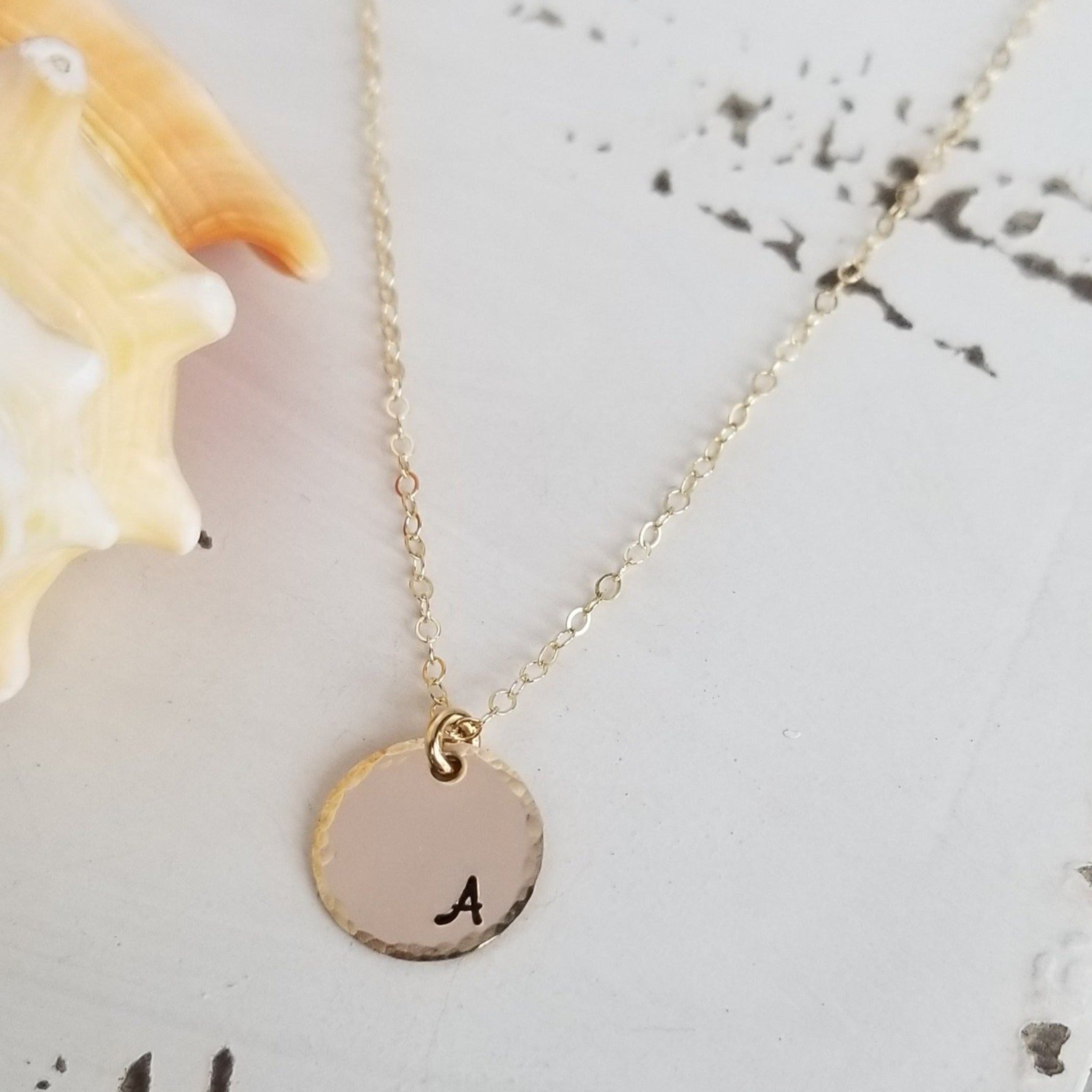 Custom Circle Name Disc Necklace - 1/2 Inch - Sterling, Gold, or Rose Gold