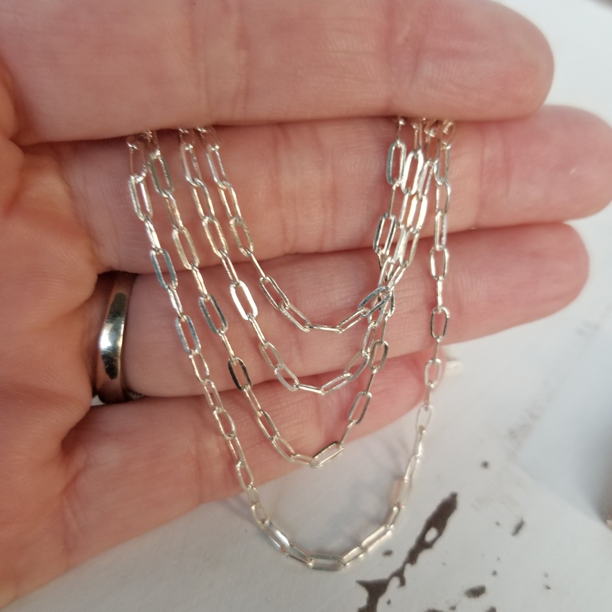 Solid Sterling Silver Paperclip Add On Layering Necklace