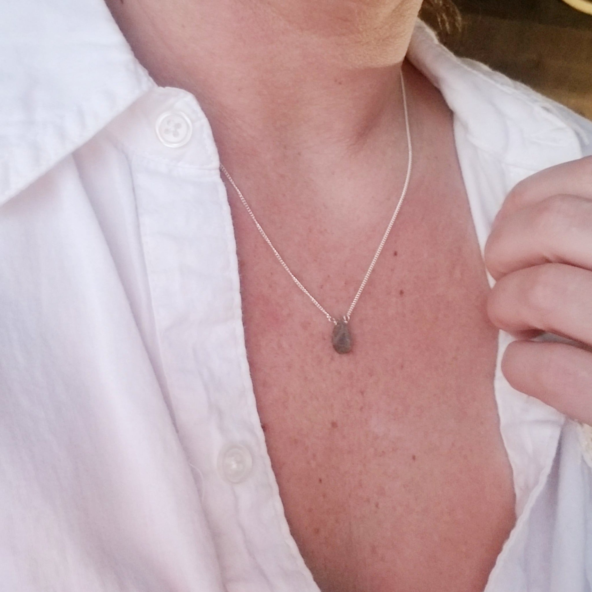Natural Labradorite Necklace - Sterling or Gold