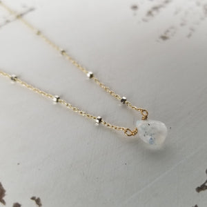 Natural Moonstone Necklace - Sterling or Gold