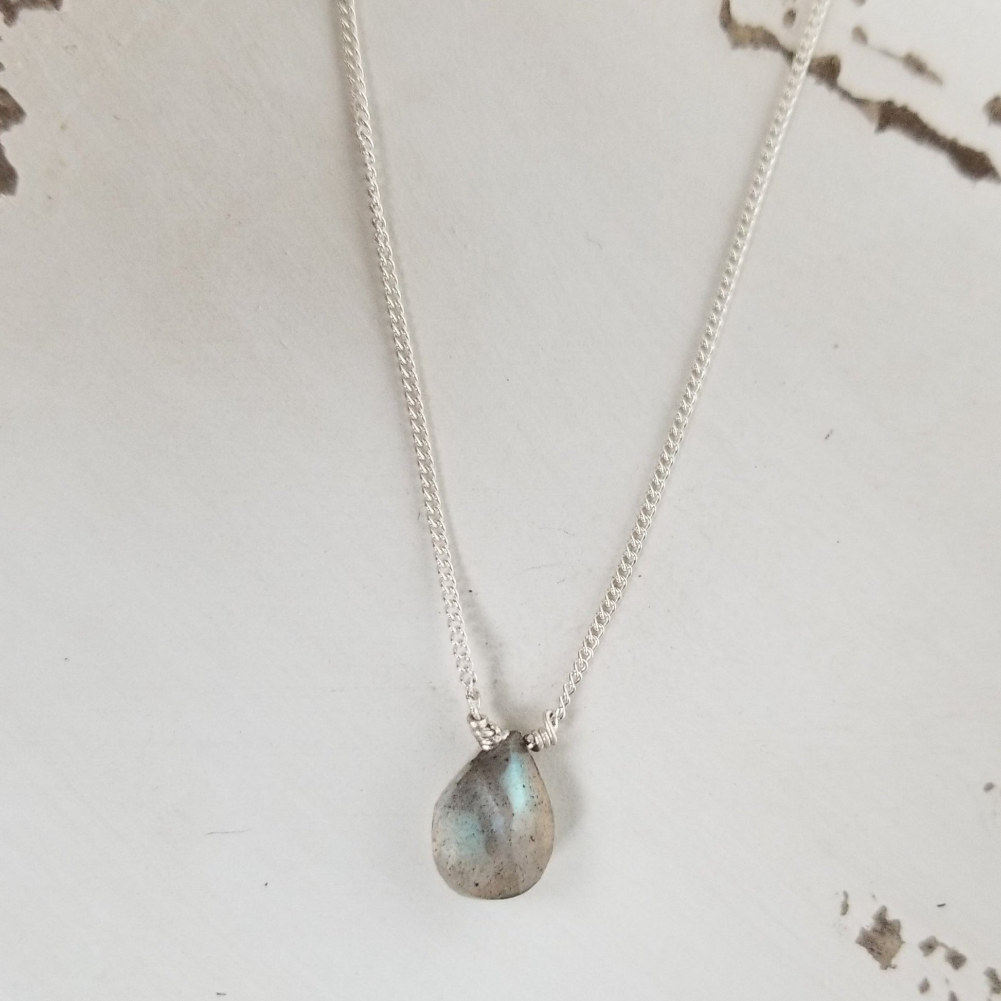 Natural Labradorite Necklace - Sterling or Gold
