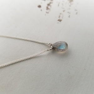 Natural Labradorite Necklace - Sterling or Gold