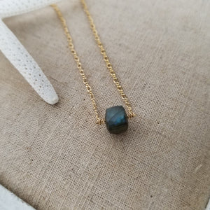 Natural Labradorite Necklace - Sterling or Gold