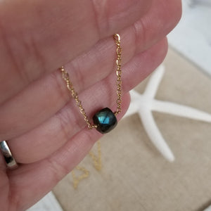 Natural Labradorite Necklace - Sterling or Gold