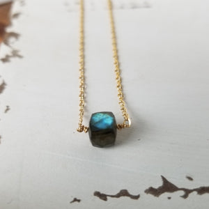 Natural Labradorite Necklace - Sterling or Gold