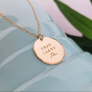 Stay Salty Beach Wave Large Disc Necklace - Sterling, Gold or Rose Gold