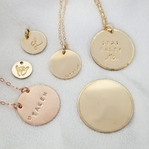 Stay Salty Beach Wave Large Disc Necklace - Sterling, Gold or Rose Gold